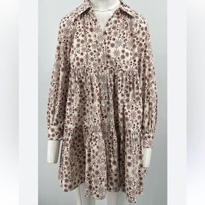 Sandro ALTERED Claudine Printed Mini Shirt Dress sz 38